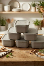 Hermia Juego de cajas de almacenamiento BU0063, 6 piezas, Gris